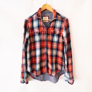 Abercrombie & Fitch Red and Blue Plaid Button Down Shirt